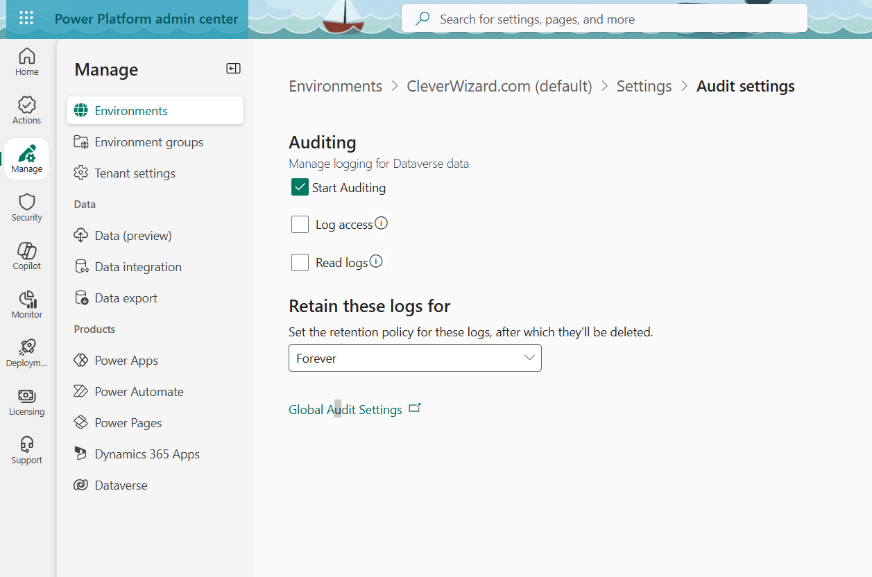 Enable Auditing in System Settings